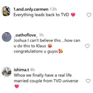 Fans react to Candice King's engagement post. (Image via Instagram/@candiceking)